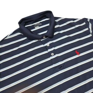 Polo Ralph Lauren Performance Mens Striped Golf Polo Shirt Red Pony Logo